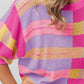 BiBi Multi Color Striped Round Neck Knit Top