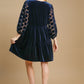 Umgee Dotted Lace Sleeve Tiered Velvet Mini Dress