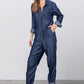 Collared Button Front Tencel Jumpsuit