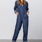 Collared Button Front Tencel Jumpsuit