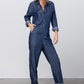 Collared Button Front Tencel Jumpsuit