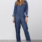 Collared Button Front Tencel Jumpsuit