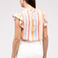 Multi Stripe Ruffle Top