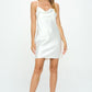 Solid Heavy Bias Cut Satin Slip Dress