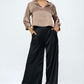 Stretch Satin Pants Elastic Waist and Pockets