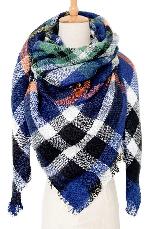 Large Plaid Square Blanket Scarf