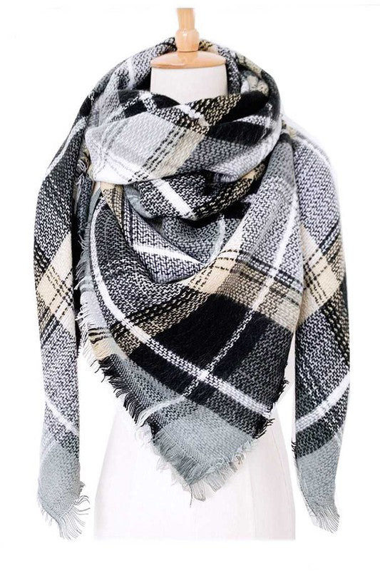 Mix Plaid Large Blanket Scarf