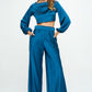 Stretch Satin Pants w/ Elastic Waist and Pockets