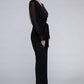 Sheer sleeve and Wide leg Jumpsuit