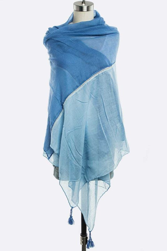 2 Tone Tassel Large Cotton Scarf