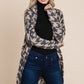 BOMBOM Houndstooth Open Front Cocoon Knit Cardigan