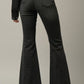 Elastic Banded Long Frayed Flare Jeans