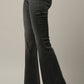 Elastic Banded Long Frayed Flare Jeans