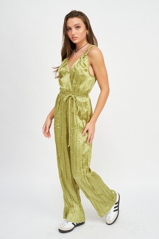 Pleared Wide Leg Jumpsuit