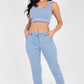 French Terry Cropped Tank Top & Joggers Set