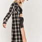 Plaid Print Collar Long Shirt Dress Plus