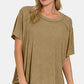 Zenana Washed Ribbed Short Sleeve Top