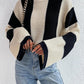 Color block striped bell sleeve sweater