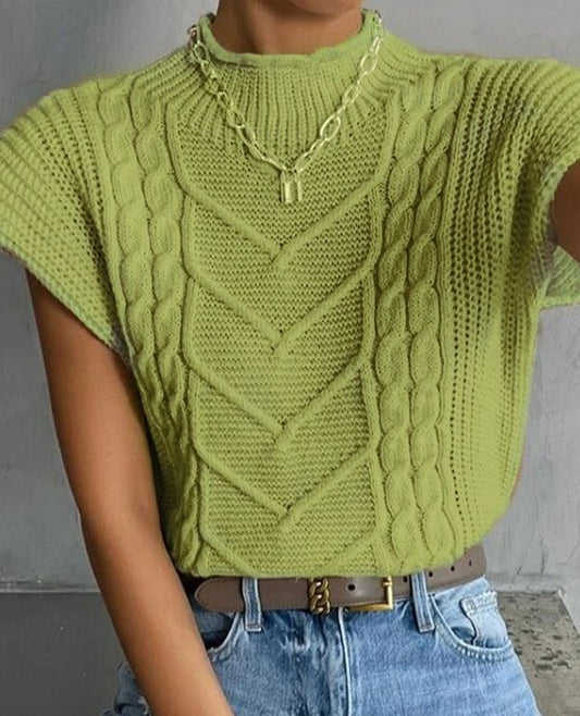 Mock neck short sleeve sweater