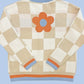 Retro flower checkered cardigan