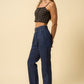 High Waisted Pleated Slouchy Denim Pants