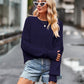 Cropped round neck sweater