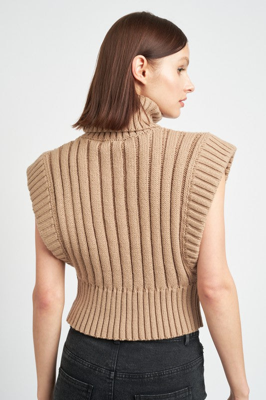 Ribbed Turtle Neck Vest