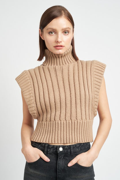 Ribbed Turtle Neck Vest