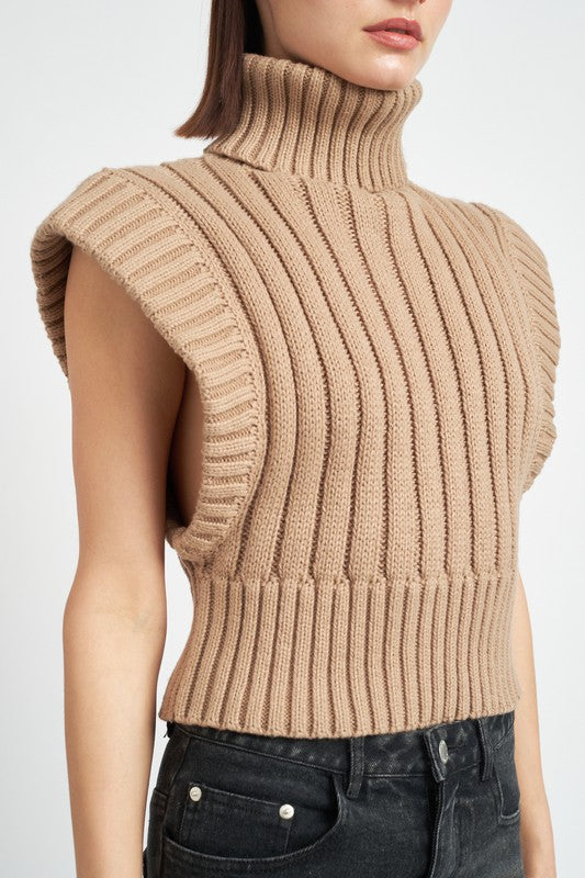 Ribbed Turtle Neck Vest