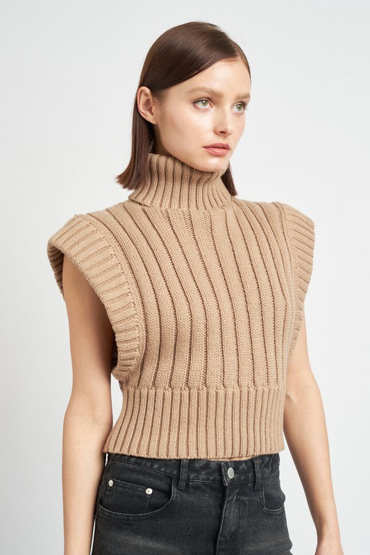 Ribbed Turtle Neck Vest