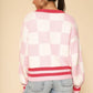 Checkered knit cardigan