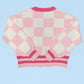 Checkered knit cardigan