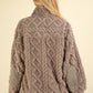 VERY J Fuzzy Fleece Half Zip Cable Pattern Sweatshirt