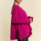 Davi & Dani Ribbed Side Slit V-Neck Sweater