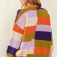 BiBi Checkered Color Block Sweater Cardigan