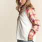 J.NNA Plaid Contrast Button Down Henley Top