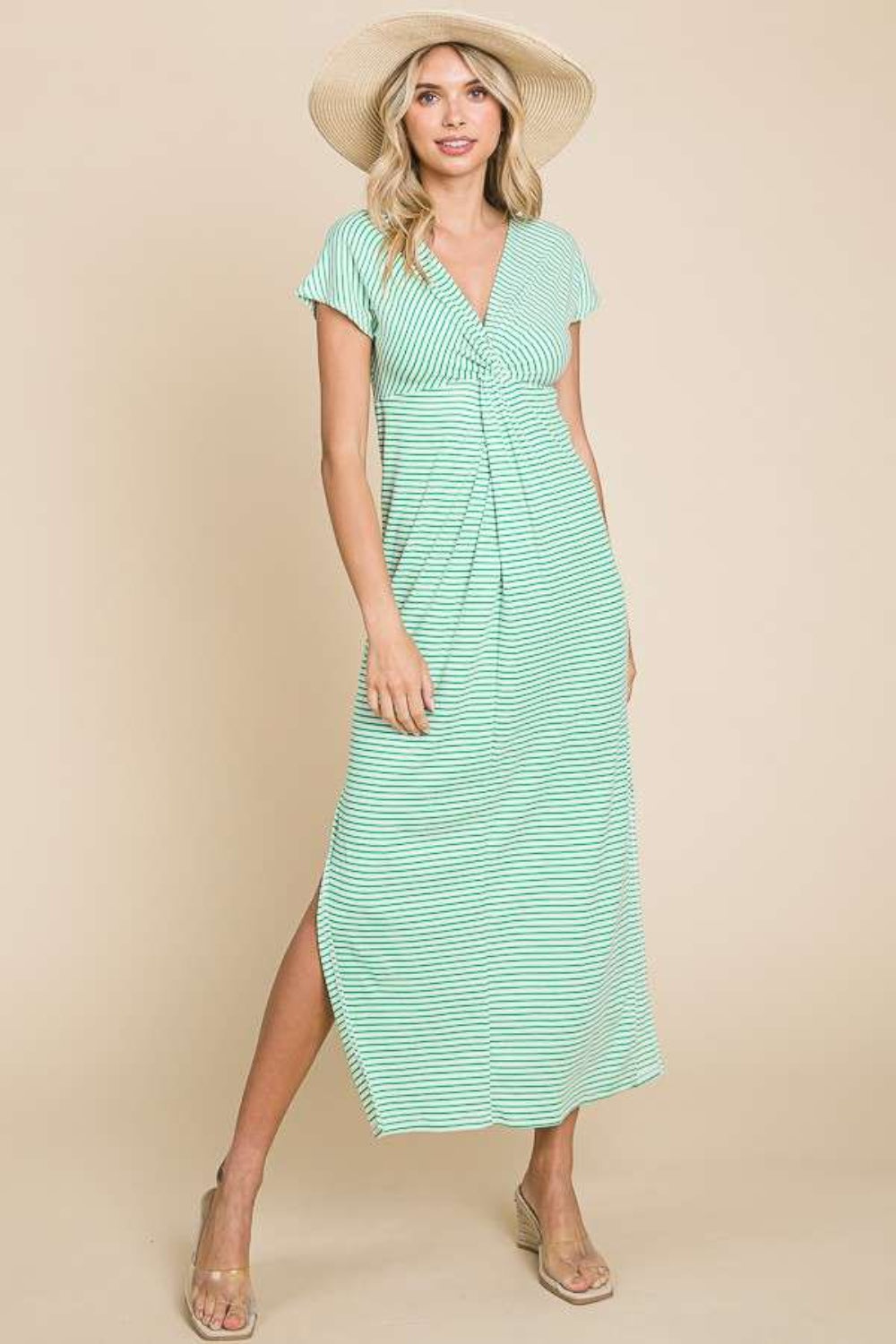 Culture Code Full Size Striped Twisted Detail Dress