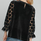 Umgee Polka Dot Lace Long Sleeve Round Neck Blouse