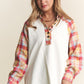 J.NNA Plaid Contrast Button Down Henley Top