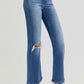 RISEN Full Size Distressed High Rise Crop Flare Jeans