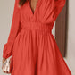 V neck long sleeve dress