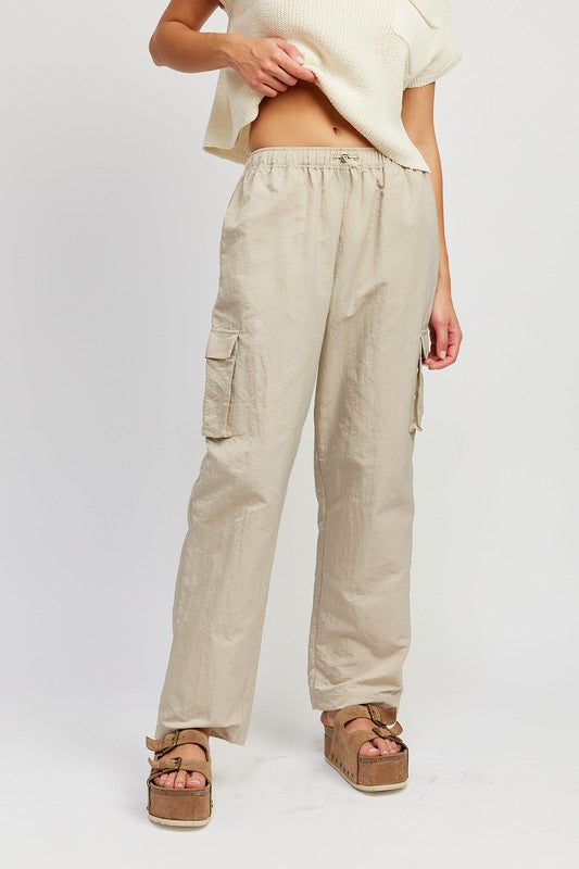 Straight Leg Pants with Elastic Waist Band