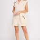 Cotton Twill Utility Romper W/ Patchwork Detail