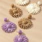 Raffia straw flower drop earrings