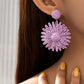 Raffia straw flower drop earrings