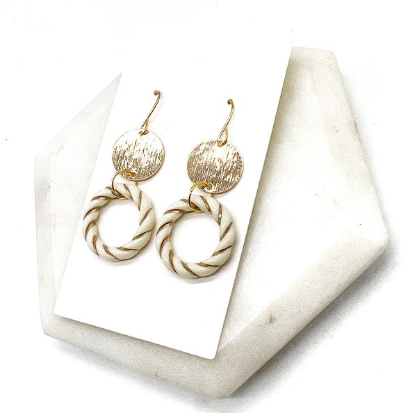 White Gold Twist Acrylic Metal Earrings