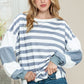 Striped Casual Drop Shoulder Pullover Sweatshirt