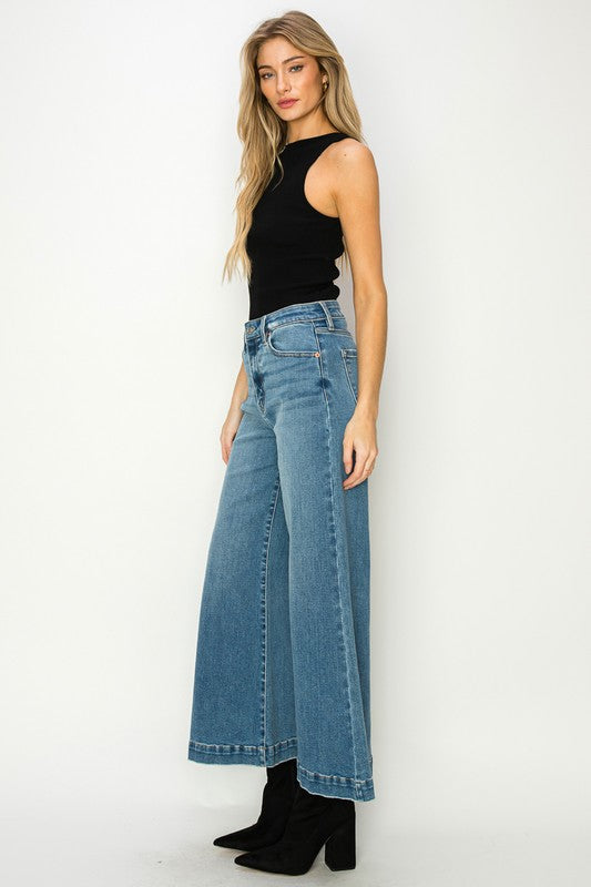 High Rise Crop Palazzo Jeans