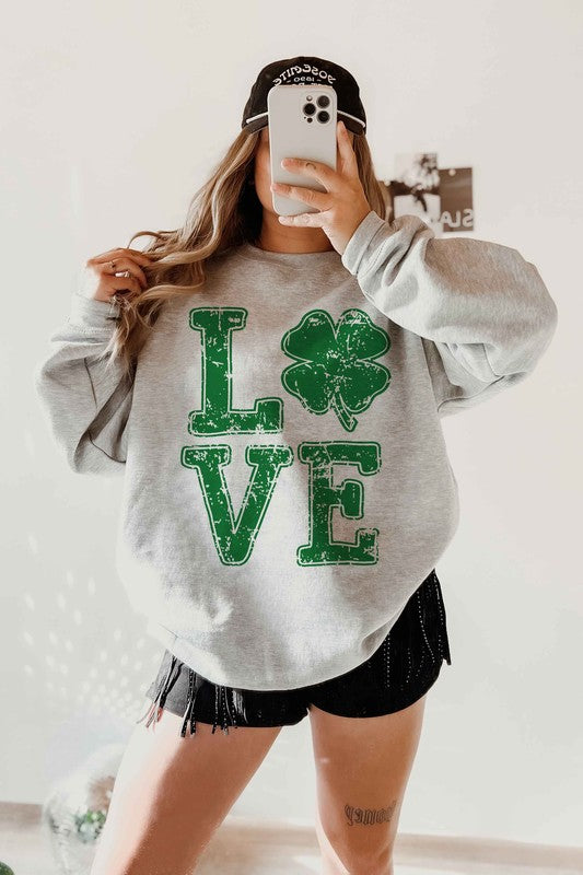 St Patricks Clover Love Graphic Sweatshirt