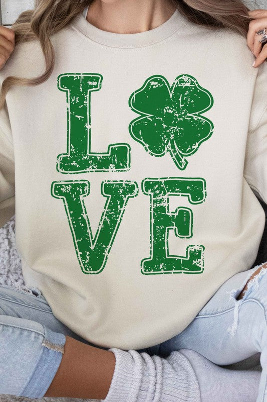 St Patricks Clover Love Graphic Sweatshirt